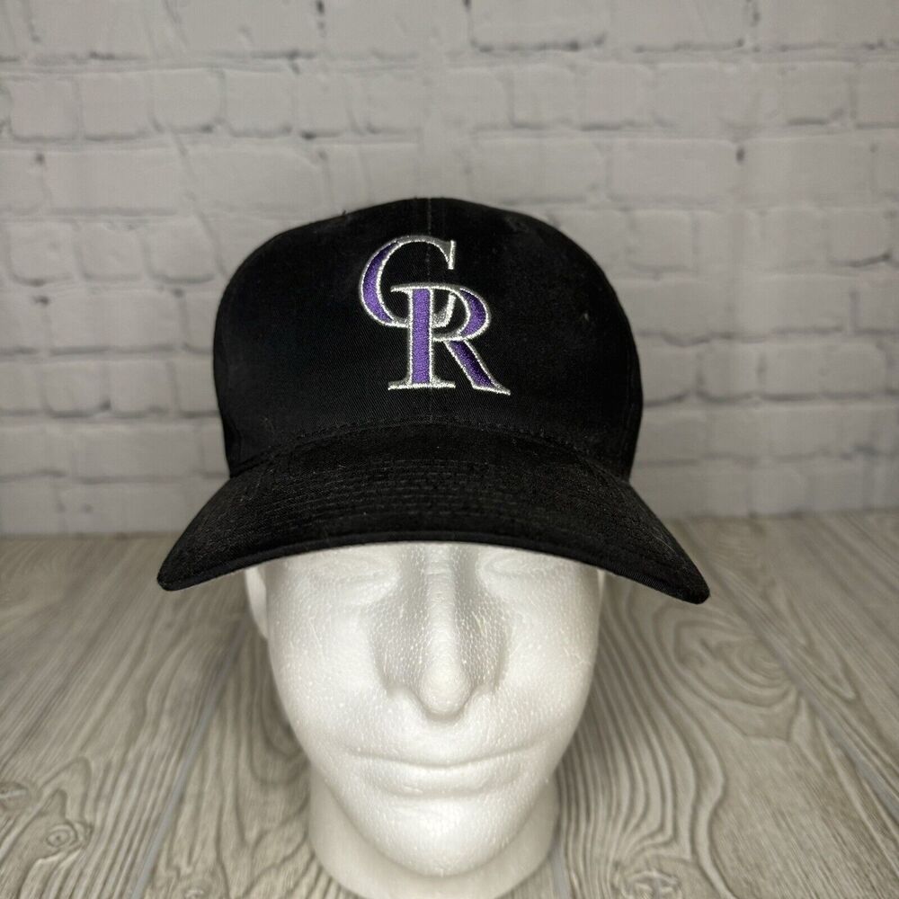 Vtg 2001 MLB Colorado Rockies Logo Snapback Hat Black w/Todd Helton Pin SGA